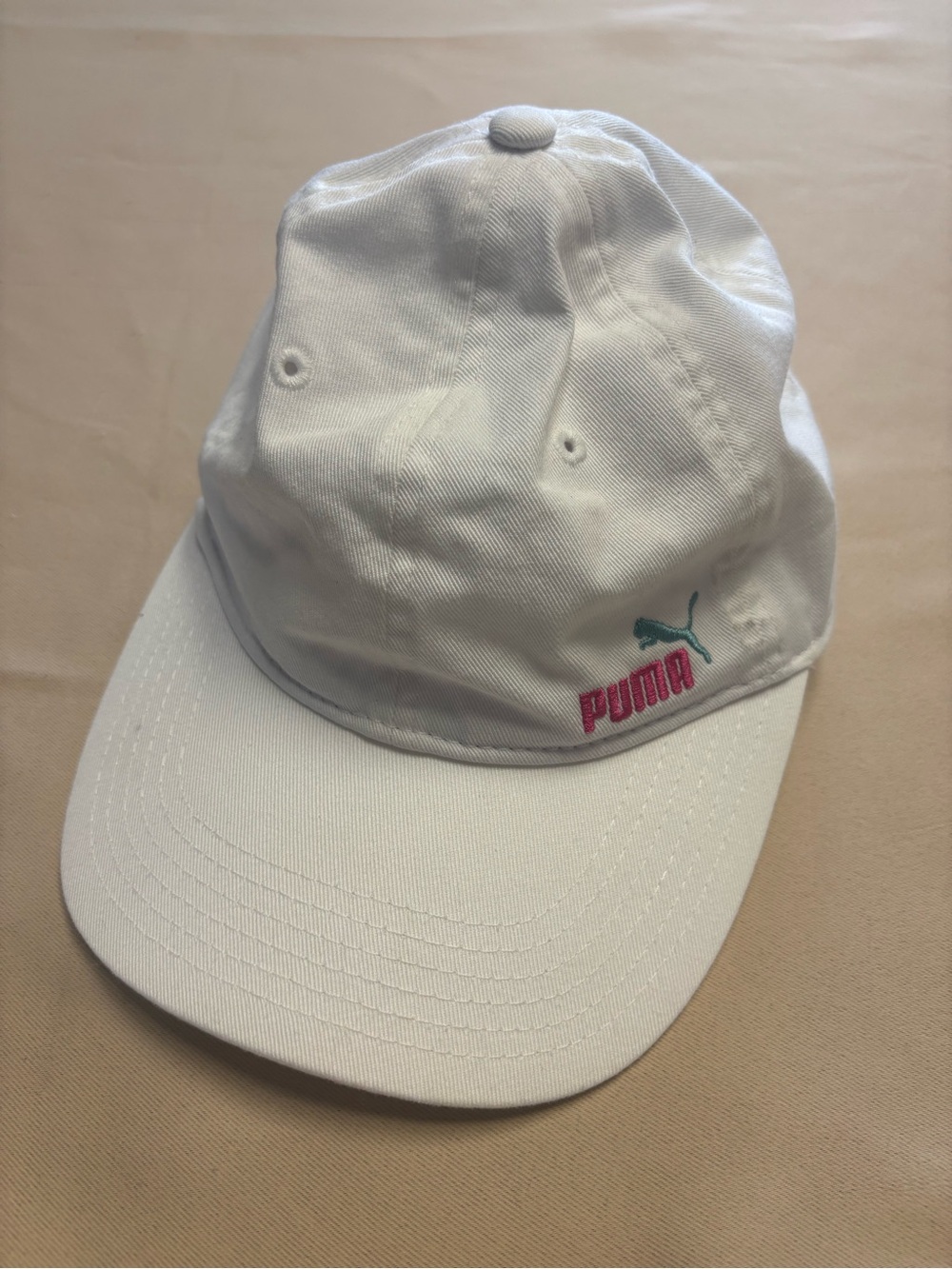 Puma Hat Cap‎ White Pink Teal Logo Lightweight Golf Hike Womens One Size